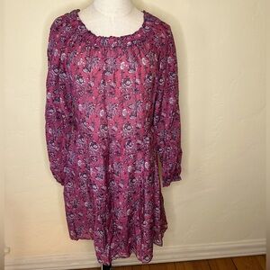Xirena cotton floral long sleeved dress in Mulberry purple size Small